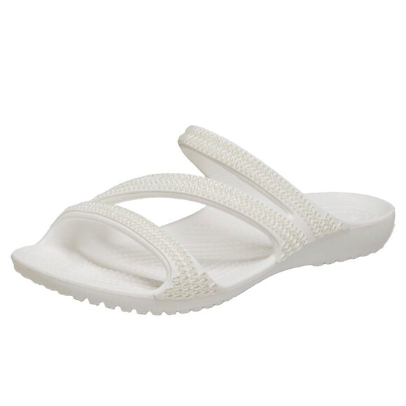 Crocs Kadee II Jewels Strappy Diamante White Sandals Women's Size 9 New - Picture 2 of 7